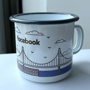 Facebook White Aluminum Tin Coffee Mug Cup with Handle - Employee Merchandise